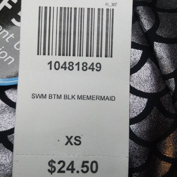 🇺🇸 3/$30 NWT Silver & Black Mermaid Swim Bottoms - Picture 8 of 8